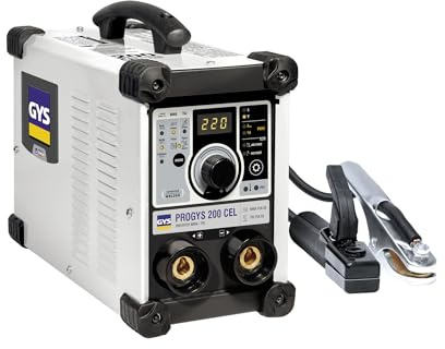 GYS, PROGYS 200 CEL, Poste à Souder à l'Électrode Enrobée 200A Monophasé 230V (MMA), TIG DC Lift & MMA Pulsé, Digital, Arc Force, Antisticking, Hot Start, Avec Porte-électrode, Câble de Masse
