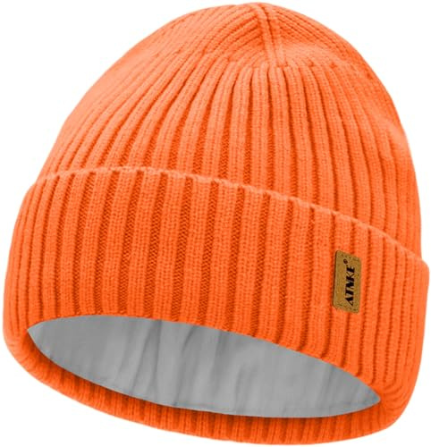 ATNKE Stickad mössa för herr och dam, vinter, mjuk ullmanschett, dött huvud, stretch, tjock, varm, fleece, foder, keps, dagliga gåvor, 1 stycke, One size