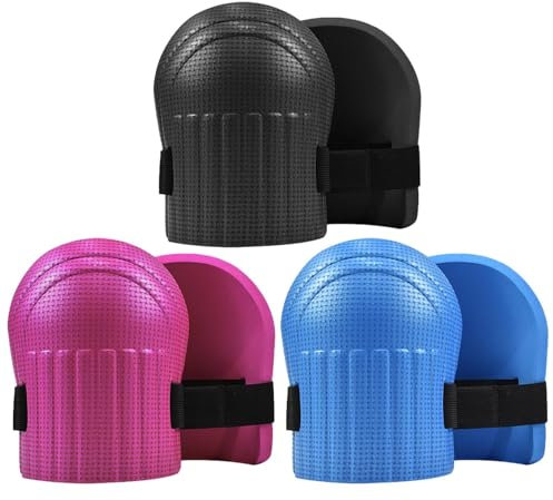 Genouillère de Jardinage Femme Homme, 3 Paires Genouillere Travaux Carrelage en Mousse Eva, Protège-genoux Jardin avec Sangles Réglables, Protecteur de Genoux pour Jardinage, Nettoyage, Construction