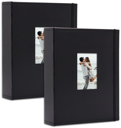 Vienrose Álbum de Fotos Instax Mini para 208 Fotos Compatible con Fujifilm Instax 12 11 90 Polaroid Snap Kodak Zink, 104 Bolsillos por Álbum Negro (2 Paquetes)