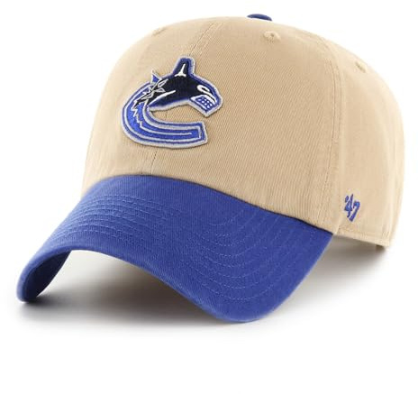 47 Vancouver Canucks NHL Clean Up Two Tone Khaki Blue Adjustable Cap