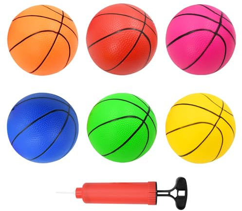 AolKee 6 stycken minibasket, hållbar PVC, diameter 15 cm (6 tum) barnbasket med pump för inomhus och utomhus lek poolfester