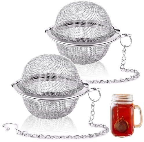 2 Pièces Boule à Thé, Boules à thé en acier inoxydable 4,5 cm, Filtre à Thé, Pince à Tamis à Mailles Fines, pour théières, tasses et mugs