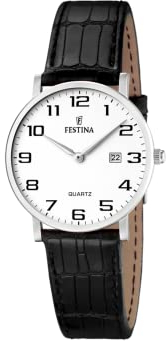 Festina Damen Analog Quarz Uhr mit Leder Armband F16477/1, Weiß