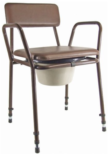 Aidapt Free Standing Height Adjustable Stacking Commode Chair with Padded Back, Arm Support and Padded Over Seat Already Assembled Aid