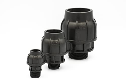 Stabilo-Sanitaer PE Rohr Verschraubung 50mm x 2 Zoll Aussengewinde Klemmverbinder Klemmverschraubung Fitting Verbinder