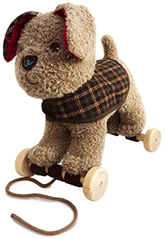 Little Bird Told Me Percy Pup Pull Along Toy for Baby 6+ Months | Unisex, 2-in-1 Soft Toy, Removable Wheels, Removable Dog Coat, British Brand Since 2007