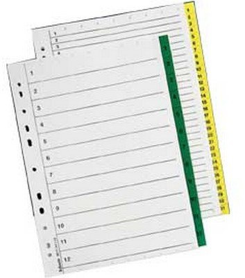 Esselte Servo Register, A4, Mylarförstärkta Flikar, 1–31, Vit/Gul, 69874
