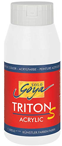 KREUL 17301 - Solo Goya Triton S Acrylfarbe weiß, 750 ml Flasche, schnell trocknend mit Glanzeffekt, Farbe auf Wasserbasis, in Studioqualität, vielseitig einsetzbar, gut deckend und ergiebig