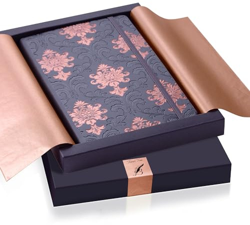 Exclusive Writing Journal for Women and Men - Handmade in Italy with Ivory Paper - Travel Diary Notebook for Daily Notes, Dreams or Planning - Perfect for a Traveler, Writer, Musician(ROSE) (BAROQUE COOPER)