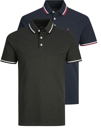 Jack & Jones Men's Jjepaulos 2pk Mp Polo Shirt, Navy Blazer/Pack:navyblazer+forestnight(play1), XL UK
