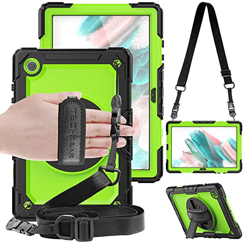 TECHGEAR Utility Case Compatible with Samsung Galaxy Tab A8 2021 10.5 Inch (SM-X200/SM-X205) Hard Shockproof Protection with 360 Degree Swivel Stand, Shoulder Strap and Hand Grip – Green