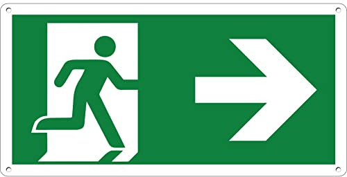 Pubblimania USCITA DI EMERGENZA con freccia | Cartello in alluminio composito 3 mm di spessore (Cm 29x14,5) (Freccia a Destra)