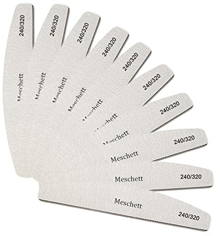 10 st halvmåne-nagelfilar, 240/320 professionella nagelfilar, återanvändbara, dubbelsidiga Emery-brädor, nagelfil, manikyrverktyg för akryl, naturliga, gelnaglar