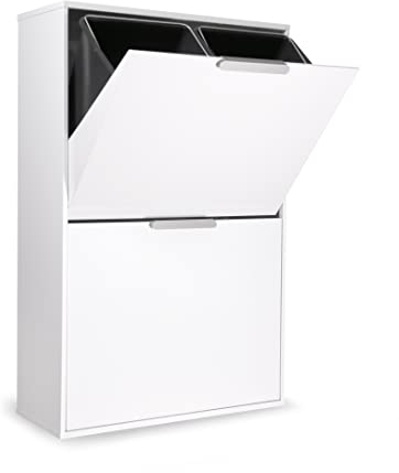 ARREGUI Ecoclas CR601-E Mülltrennsystem aus Stahl | 4 Fächer Mülleimer für die Küche | 4x17L (68L) | 4 Fach Abfalleimer | Herausnehmbare Inneneimer + Griff | Recycling Schrank für Mülltrennung | weiß