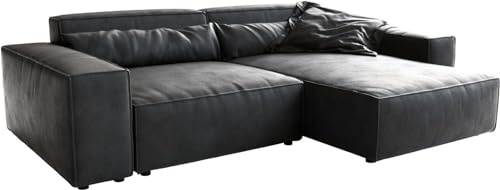 DELIFE Eckcouch Sirpio XL Lederimitat Vintage Anthrazit 270x170 cm Recamiere variabel