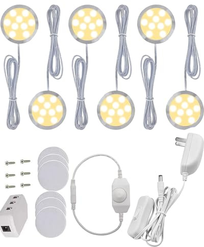Ensemble de 6 Éclairages LED Sous les Armoires de Cuisine - Lampe de Placard LED 12W, 1020 Lumen, Blanc Chaud 3000K