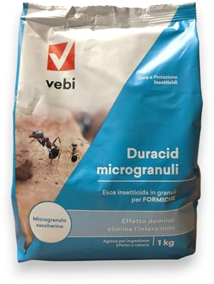 Duracid x 1 kg (VEBI) insetticida microgranulare contro formiche per interni ed esterni, casa, giardino, ambienti civili a base di cipermetrina