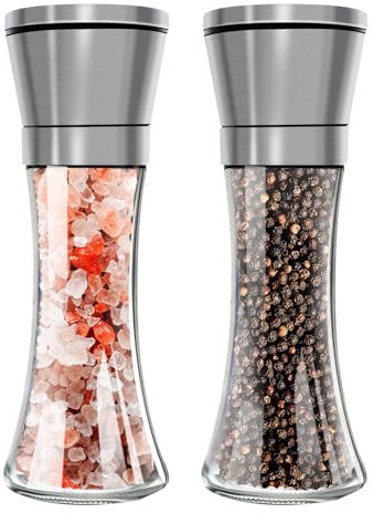 Salt and Pepper Grinder Set, Adjustable Coarseness Coarse & Fine Salt Shakers, Salt and Pepper Mills [Without Spice Content]