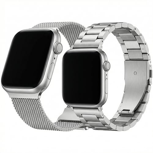 Hongxinzhan Pack med 2 metall ersättningsrem kompatibel med Apple Watch