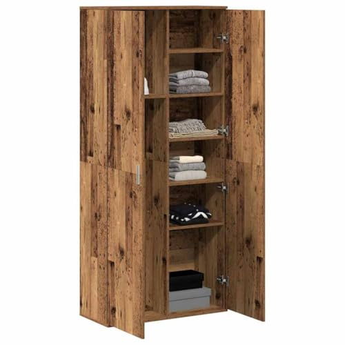 vidaXL Vitrina Madera Vieja 80 x 35 x 180 cm Madera contrachapada, Armario Moderno, Almacenamiento Elegante, Mueble Rectangular, Duradero, Organizador versátil para Interiores