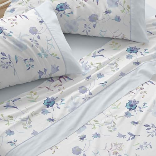 Burrito Blanco | Juego de sábanas | Cama de 150 a 160cm. (+Medidas Disponibles) | Diseño 144 | Color Azul (150-160x190/200cm.)