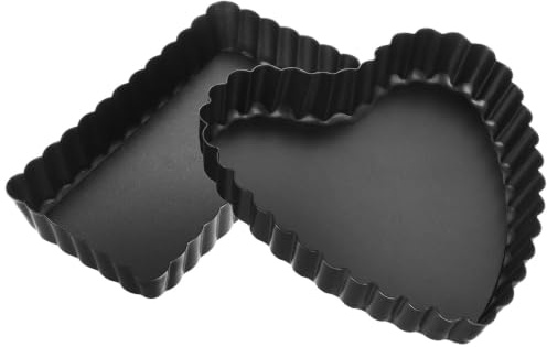 JOINPAYA 2pezzi Teglie da Forno Antiaderenti con Fondo Rimovibile Piccole Tortiere Forma Cuore e Rettangolo Resistenti Alte Temperature per Cheesecake e Dolci Mousse