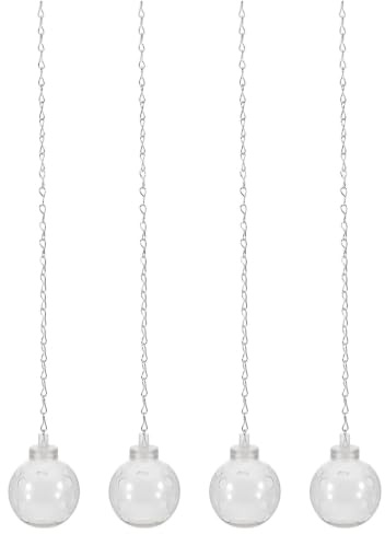 4pcs Chicken Hanging Feeder Ball with Chain, Plastic Iron Textured | Slow Feed Dispenser for Hens and Poultry, Coop and Backyard Use, Versatile Treat Filler with Pecking Design