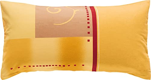 Erwin Müller Zusatz-Kissenbezug, Kissenhülle Single-Jersey Ocker-gelb-rot Größe 40x80 cm - 100% Baumwolle, pflegeleicht, bügelleicht, mit praktischem Reißverschluss - Ocker-gelb-rot