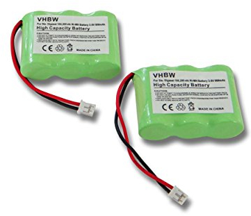 vhbw 2x batteria compatibile con Alcatel Altiset Easy L, 2070, 2570, Altiset Comfort telefono fisso cordless (600mAh, 3,6V, NiMH) verde
