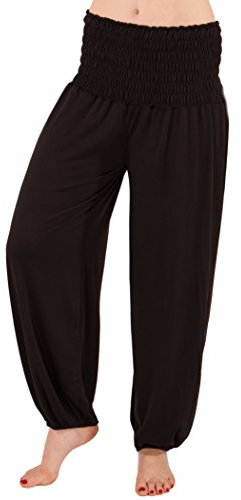 FASHION YOU WANT Damen Haremshose Pumphose Sommerhose großes Paisleymuster Größe 34/36 bis Größe 48/50 verfügbar Leichte Haremshose (36/38, YP schwarz)