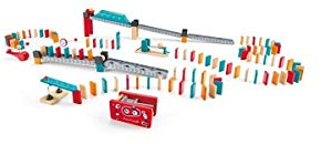 Hape Roboterfabrik Domino | doppelseitiges Dominoset mit Holzkugel, Lernspielzeug für Kinder