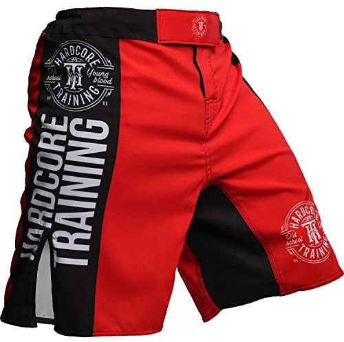 Hardcore Training Recruit Fight Shorts Herr Boxning MMA Combat BJJ Brottning Fitness Muay Thai Kickboxing No Gi (DE/NL/SE/PL, Alfa, XL, Regelbunden, Regelbunden, Red)
