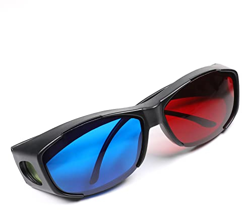 Othmro Lot de 2 Lunettes de Style 3D Durables Lunettes de Visionnement 3D Lunettes de Jeu de Film 3D Rouge-Bleu Lunettes 3D Cadre Lentille en Résine Blanche pour 3D TV Cinéma Films à la Maison