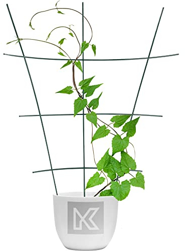 KADAX Blumengitter aus Stahl, 3er Set, Rankgitter, Rankhilfe für Kletterpflanzen, Pflanzenstielstütze, Blumenstütze, Gitterspalier, Pflanzengitter (36 x 42 cm)
