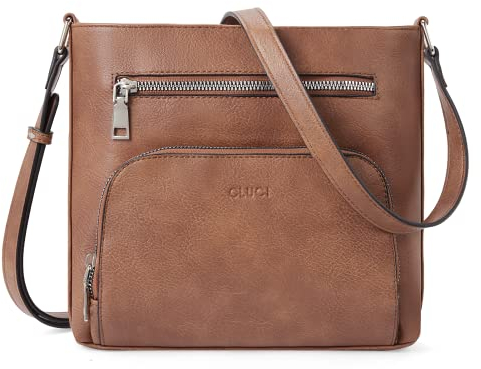 CLUCI Crossbody Geldbörse für Frauen Multi Taschen Tasche Veganes Leder Kleine Schulter Handtaschen Sommer Reise Designer Vintage Damen, 1 Zweifarbiges Braun, Medium, Vintage