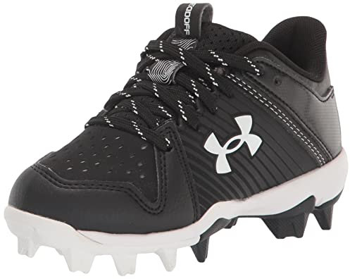 Under Armour Boy's Leadoff Low Junior Rubber Molded Baseball Cleat Shoe, (001) Black/Black/White, 4.5 Big Kid