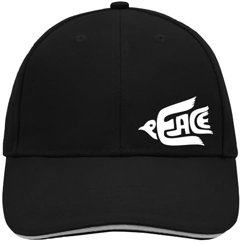 Huuraa Cappy Mütze Peace Friedenstaube Black/Light Grey Baumwolle 6-Panel Kappe Geschenkidee