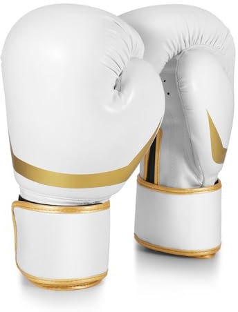 Flexzion 284 g Boxhandschuhe Sparring Trainingshandschuhe Boxhandschuhe Boxsack Handschuhe für Kickboxen, MMA, Muay Thai, Training, Sparing, Tasche mit Handgelenkbandage, Weiß