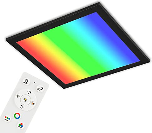 Briloner Leuchten - Plafoniera ultra piatta RGB CCT, pannello LED CCT, temperatura di colore, regolabile, dimmerabile, telecomando nero, 29,5 x 29,5 cm