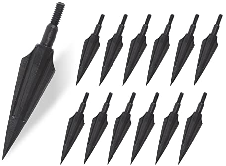 NIKA ARCHERY 12 Stück 150 Körner Pfeilspitzen 3D Jagdspitzen Bogenschießen Traditionell Fest Metall Spitzen für Bogenpfeile Armbrustpfeile Armbrust Bolzen Schwarz