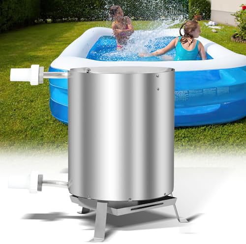 Ansobea Chauffage de piscine en acier inoxydable avec feu et spirale chauffante, chauffage de piscine Ø 36/38 mm, raccord de piscine - Commencez la saison de baignade à votre rythme - Four de piscine