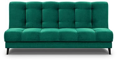 Mars Meble Schlafsofa Nancy Sofa mit Schlaffunktion Bettkasten Polstersofa aus Velour 195 cm Dreisitzer mit Holzbeine, Stoff: Monolith 37 - flasches grün
