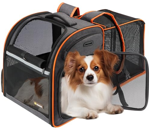 Texsens Cat Backpack Expandable Pet Carrier - Pet Backpack Carrier for Medium Cats and Small Dogs - Great for Travel, Hiking & Outdoor Activities