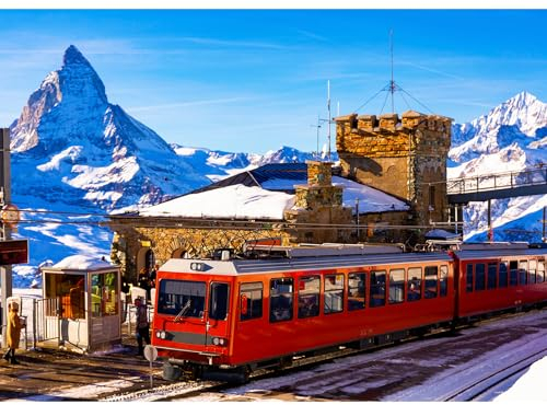 HUADADA Puzzle 1000 Teile, 1000 Teile Puzzle für Erwachsene, Impossible Puzzle, Puzzle-Geschenk, Geschicklichkeitsspiele, Clevere Rätsel, Puzzle Farbenfrohes, Puzzle mit Gornergrat-Motiv