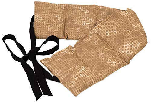Coussin thermique 65x15cm, lavande + graines de lin, compartimenté en 7, avec rubans d´attache -batik or - Coussin thermique aromatique pour le dos, les reins et le ventre