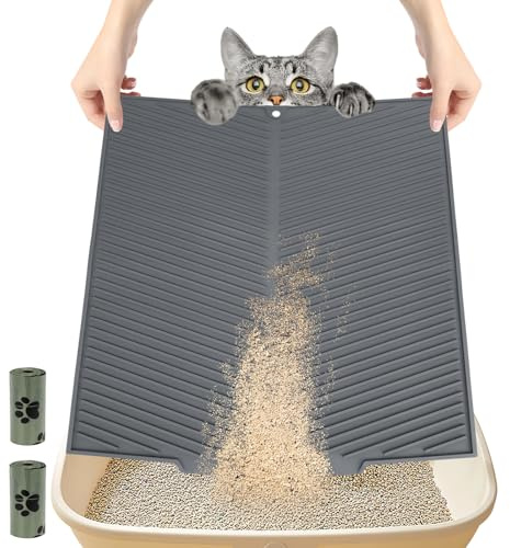 Dadabig Tappetino Lettiera Gatto Siliconico, Tappeto per Lettiera Sabbia Gatto, Tappetino Igienico per Gatti Impermeabile Antiscivolo, Sabbietta Sassolini della Lettiera in Varie Lettiere