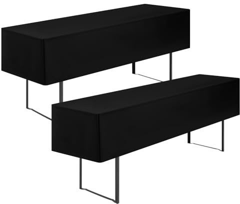 Showgeous 2 Stück Biertischhussen Tischdecke 3/8 Länge für 50cm Bierzelttisch Biertisch Tischdecke Biertisch-Husse Premium Blickdicht Wasserdicht Waschbar 220x50x35cm(Schwarz)