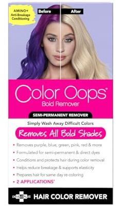 Color Oops Bold Remover, 2 Applications, Hair Dye Remover Safely Removes Direct Dyes and Semi Permanent Hair Color, Recolor The Same Day, Vegan & Cruelty Free