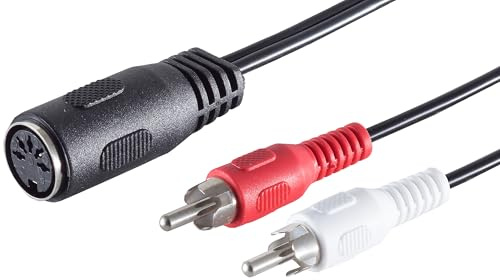 1aTTack.de 1x 0,2m 5 pol DIN Buchse auf 2 Cinchstecker STEREO Hochwertiges Audio Adapterkabel Vergossene Stecker Vernickelte Kontakte Perfekt für HiFi Musikanlagen Studio Equipment